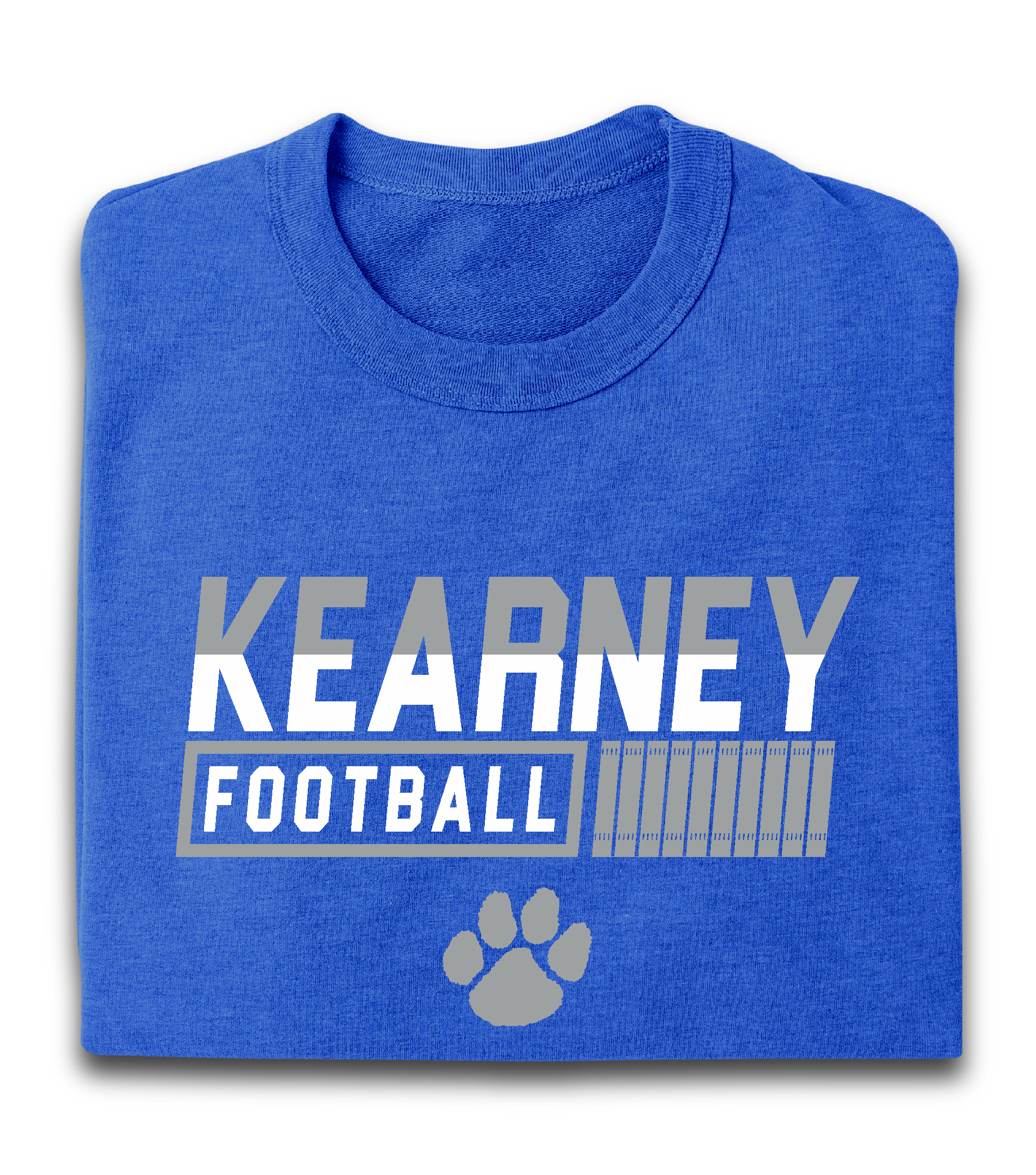 A blue sweater with the words kearney football on it