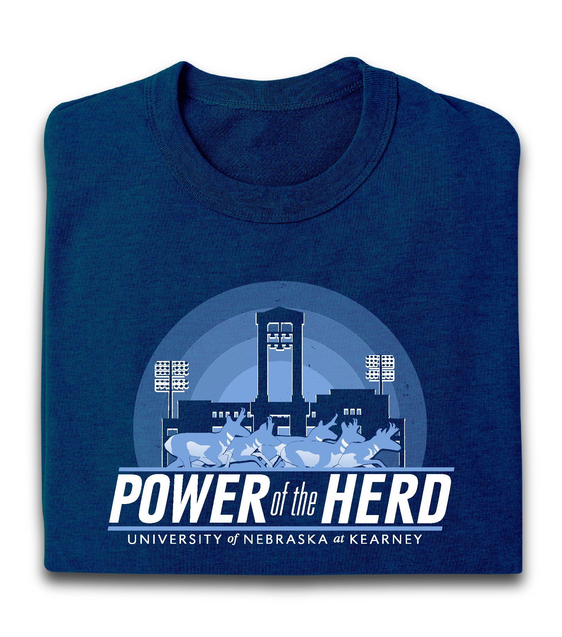 A blue shirt that says power of the herd on it