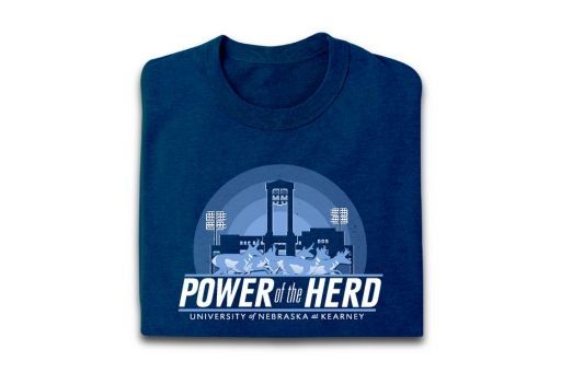 A blue shirt that says power of the herd on it