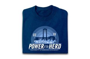 A blue shirt that says power of the herd on it