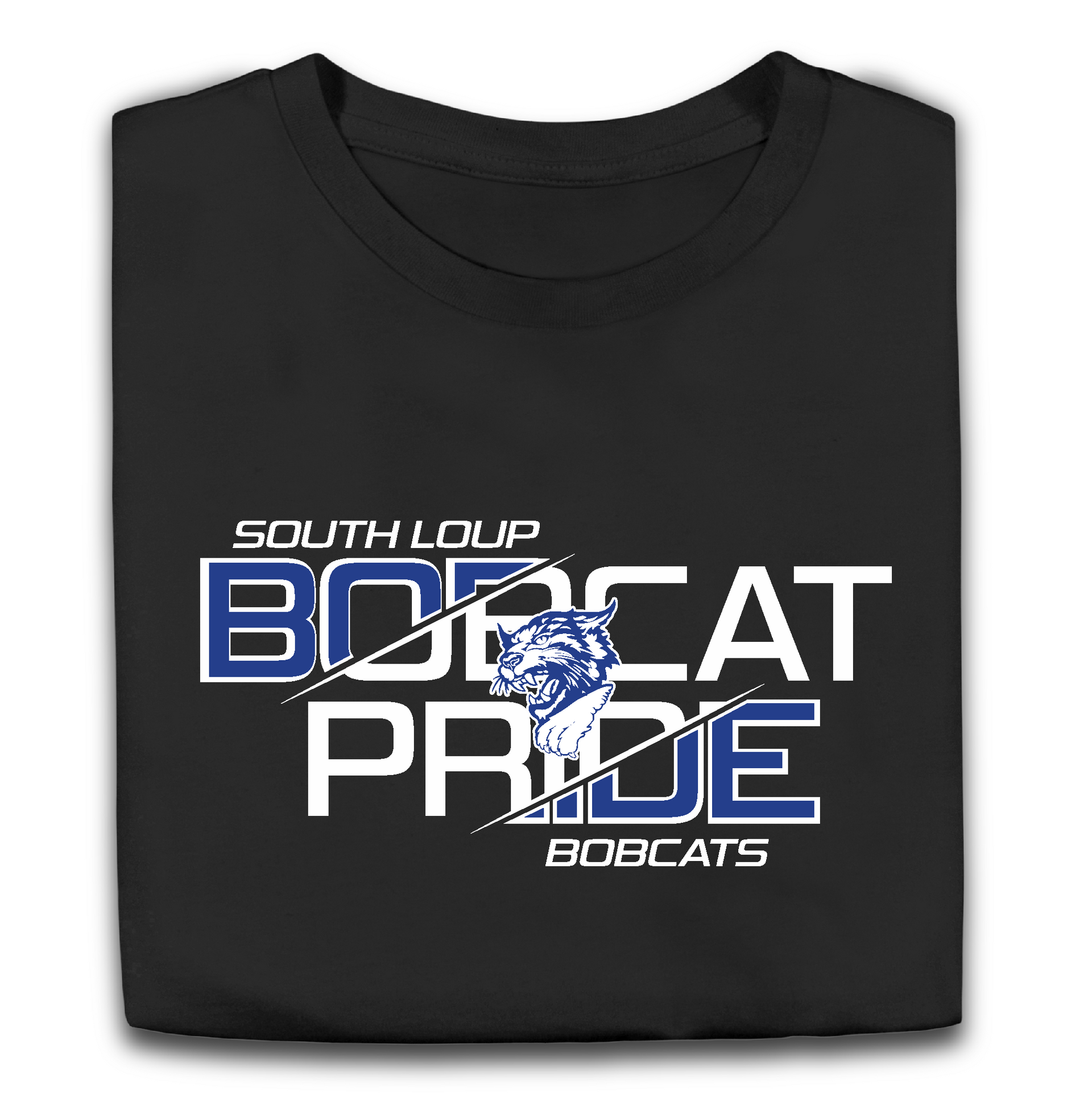 A black t-shirt with the words bobcat pride on it