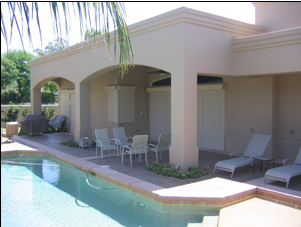 Patio with pool - Window Treatments in Cathedral City, CA