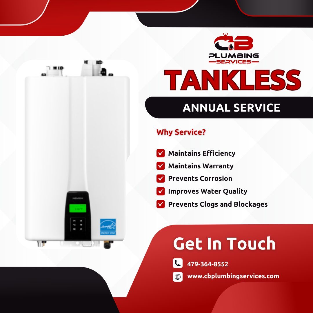 an advertisement for a tankless annual service