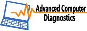 A logo for advanced computer diagnostics with a laptop on it