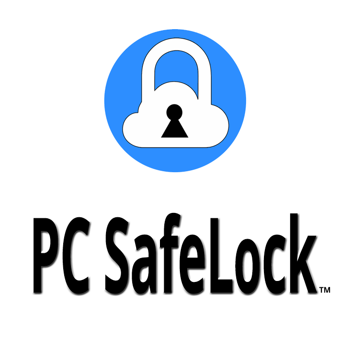 Image of a Blue Circle with a lock in the shape of a white cloud in the center PC SafeLock