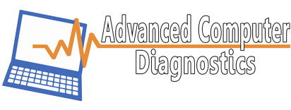 A logo for advanced computer diagnostics with a laptop on it