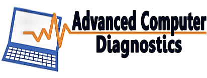 A logo for advanced computer diagnostics with a laptop on it