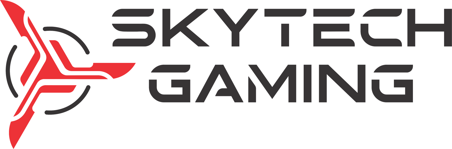 A logo for skytech gaming with a red star in the middle.