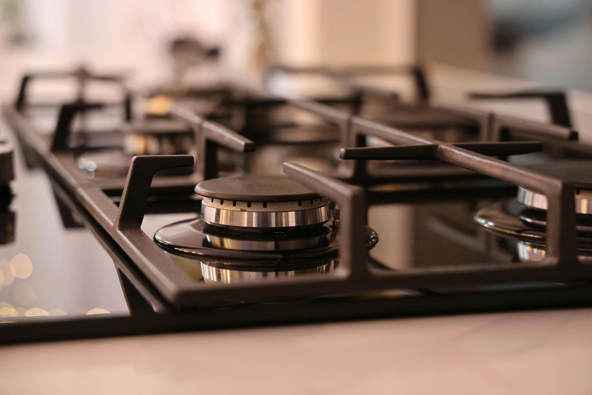 a modern gas range stove top
