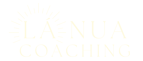 A white background with the words lingua coaching written in yellow letters.