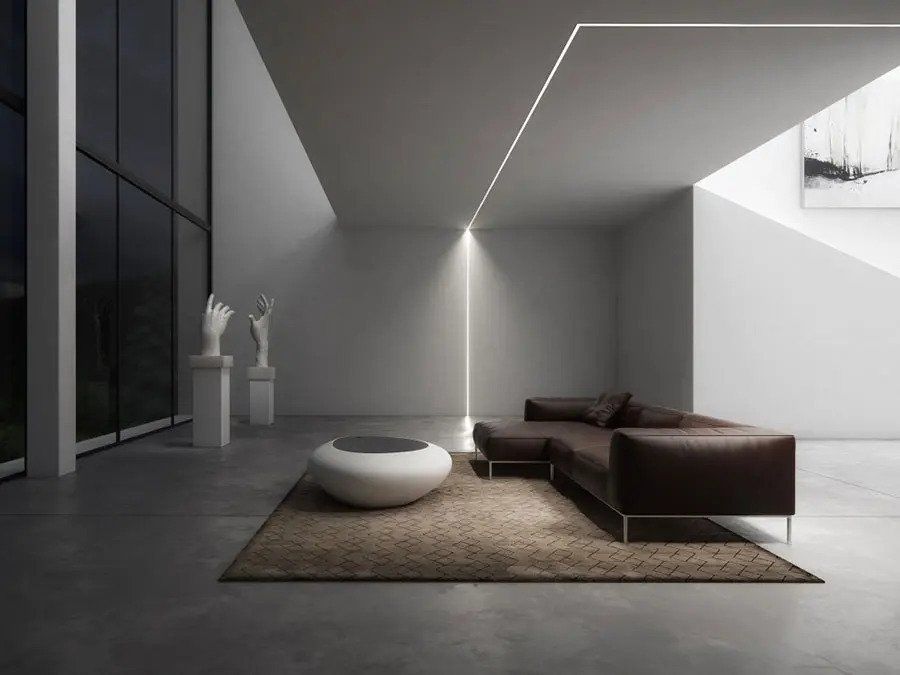 strisce led soffitto e parete per soggiorno