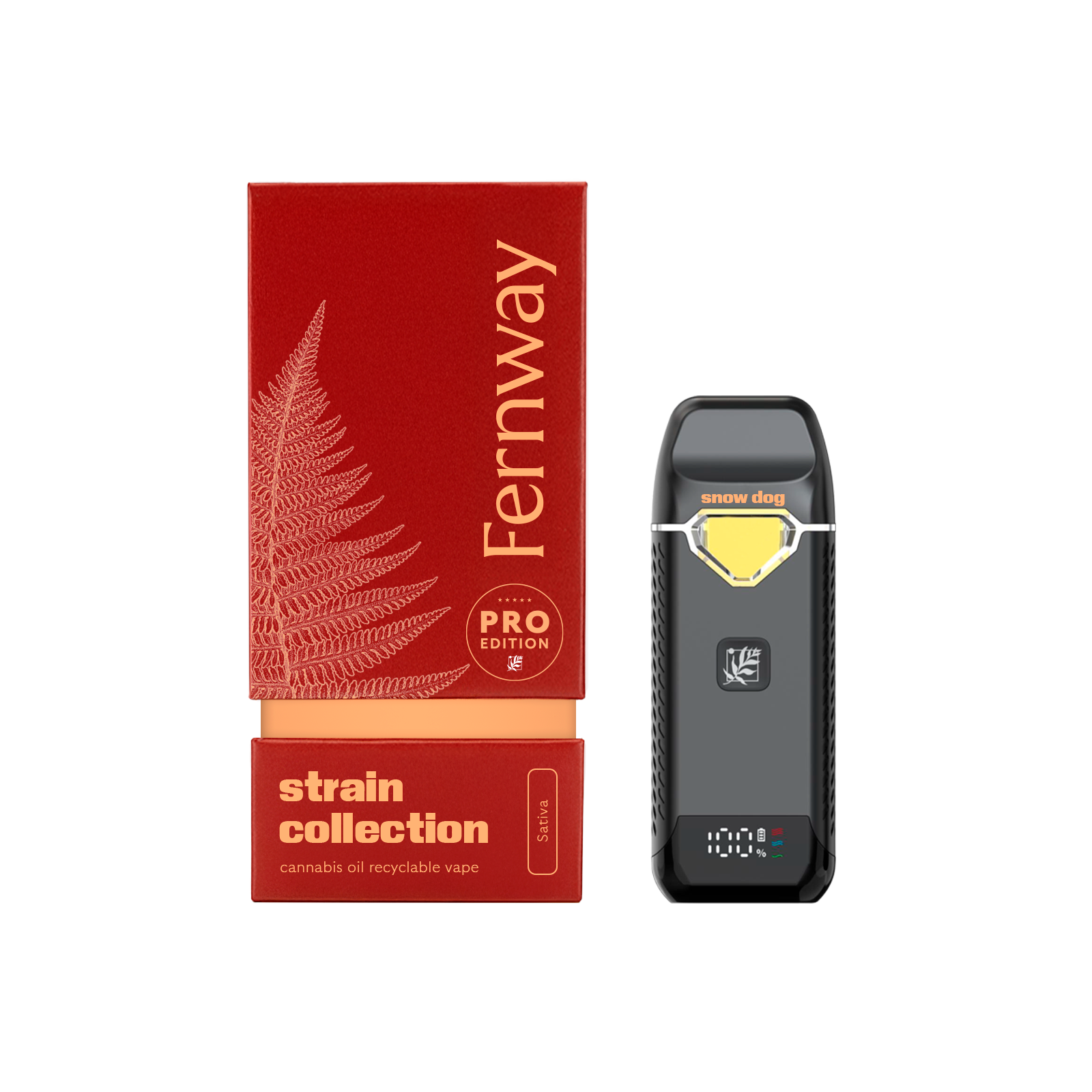 Fernway Pro Edition vape pen and red box with Fernway illustration.
