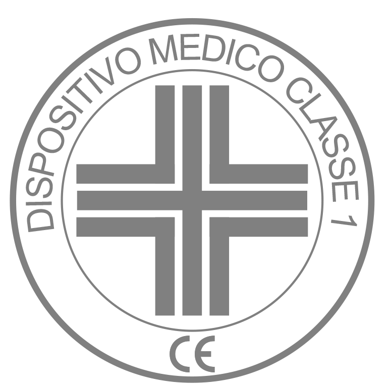 Logo del dispositivo medico di Classe 1 a forma di croce e marchio CE.