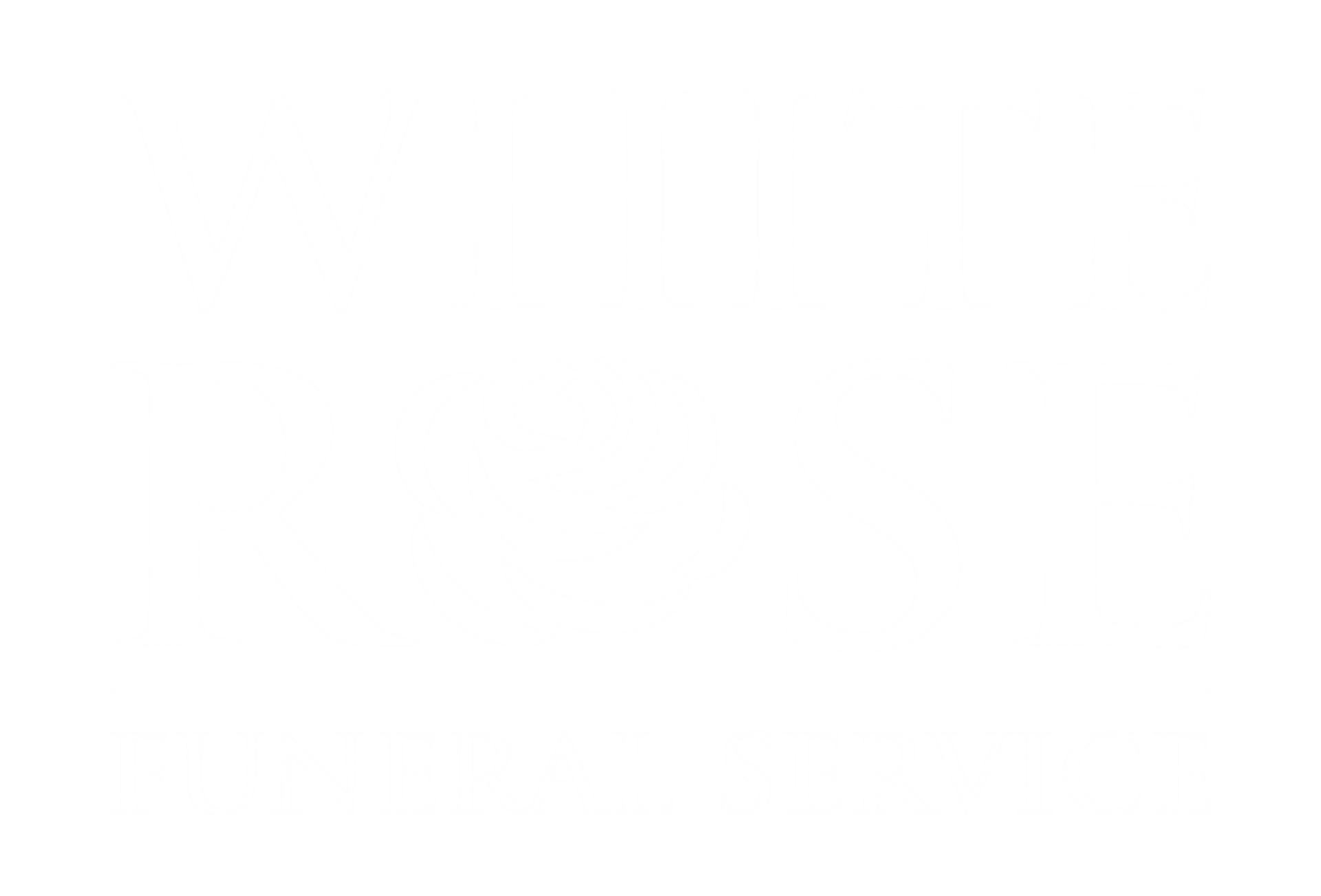 The logo for white rose funeral service has a rose on it.