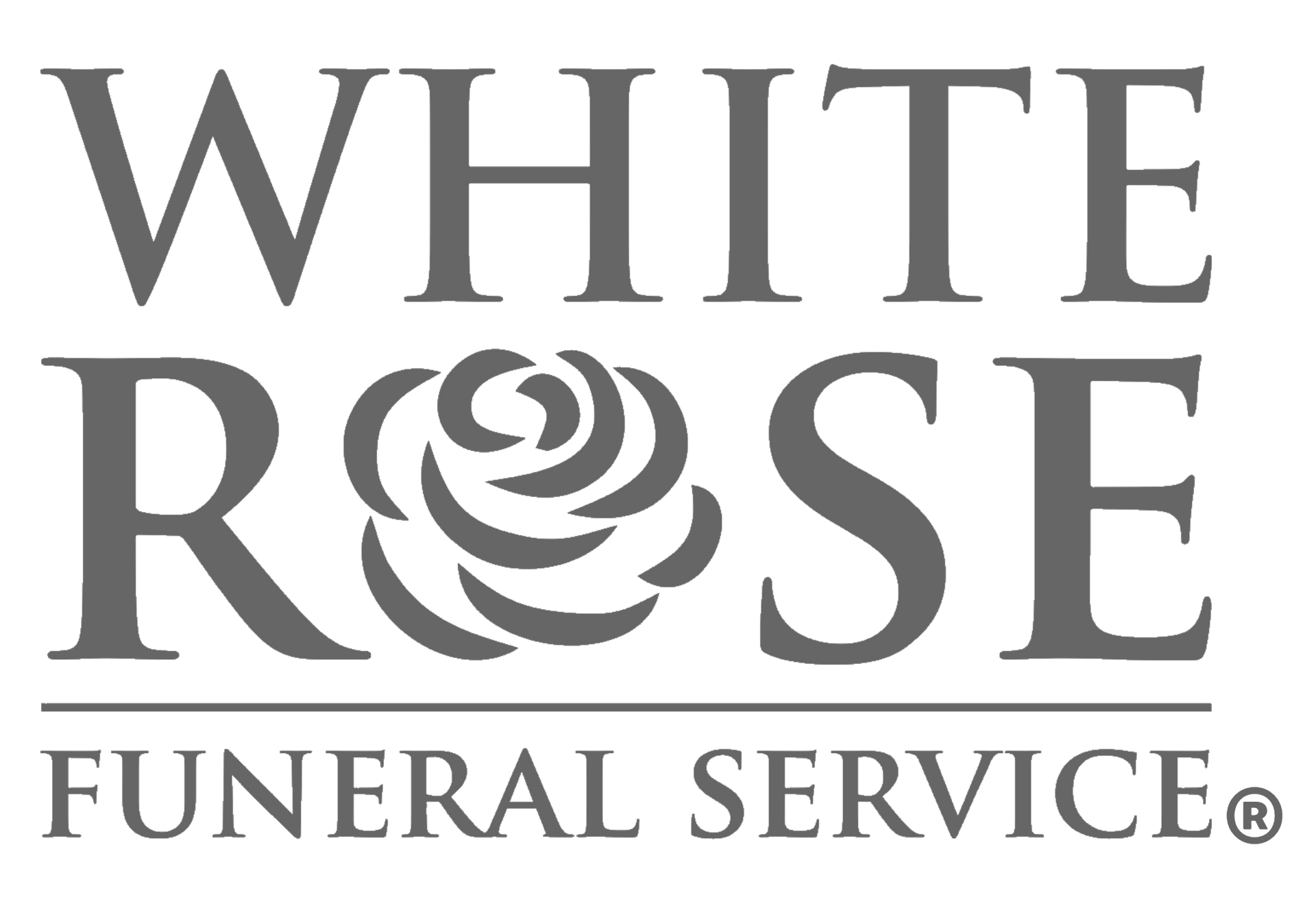 The logo for white rose funeral service has a rose on it.