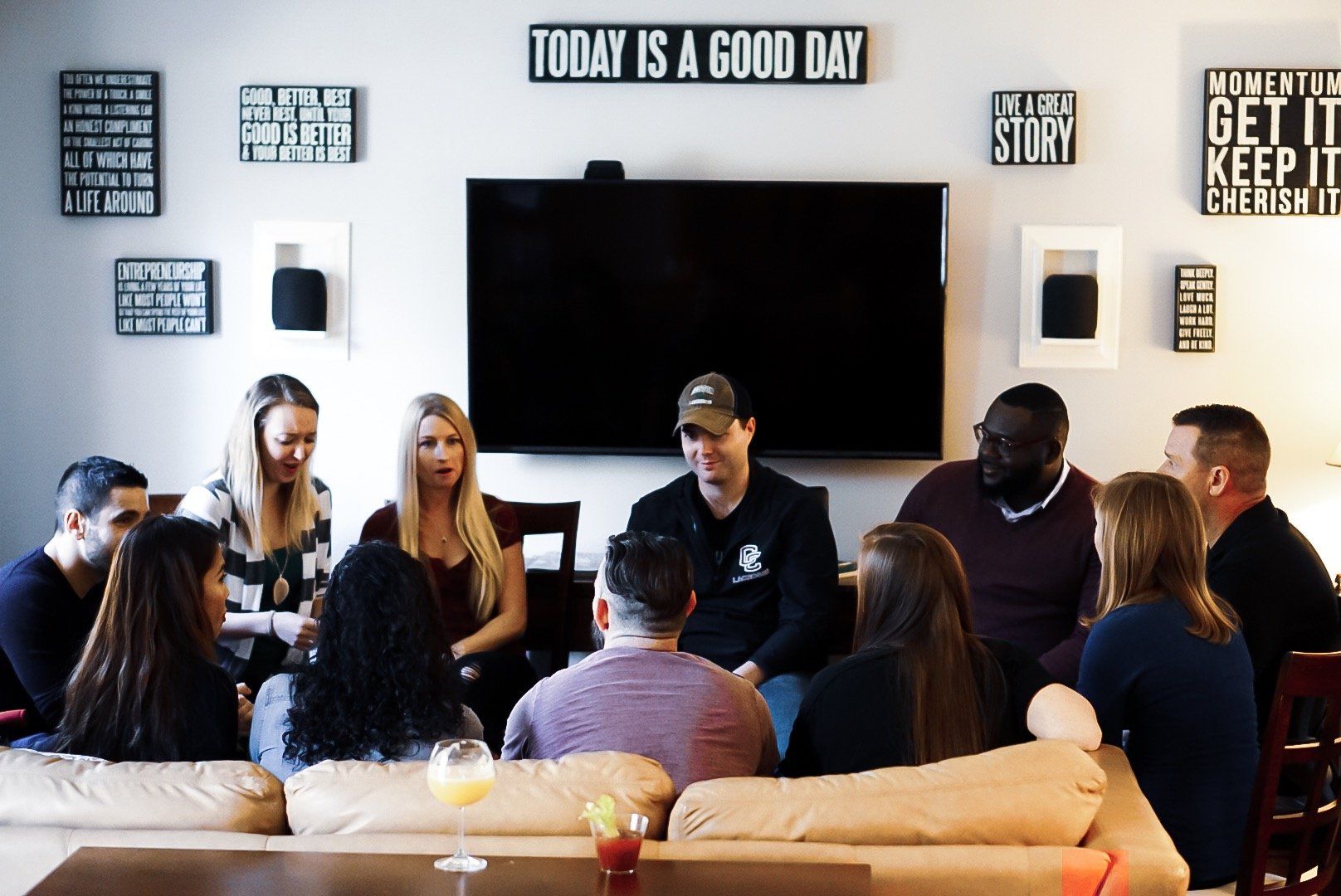 living room with people