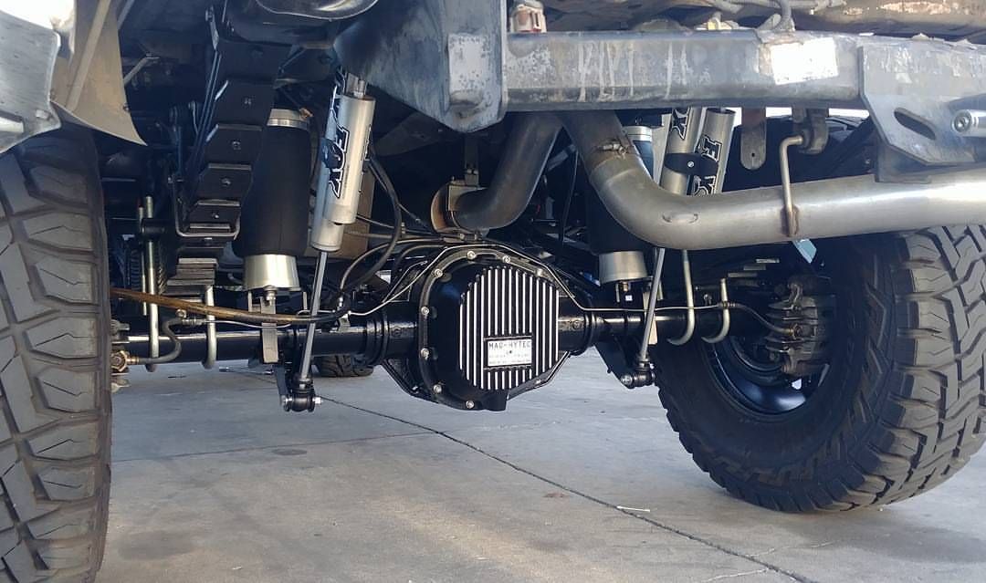 A close up of the rear end of a truck