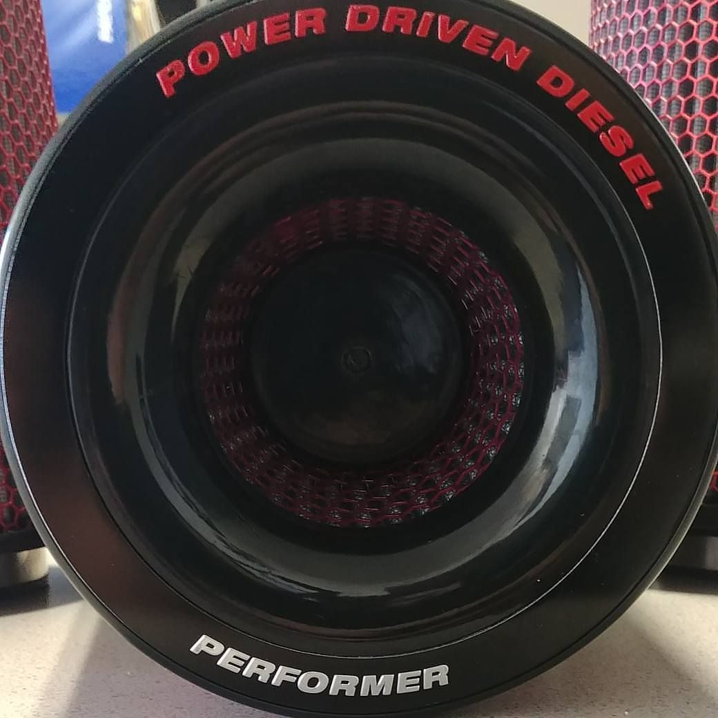 A close up of a power driven diesel performer air filter