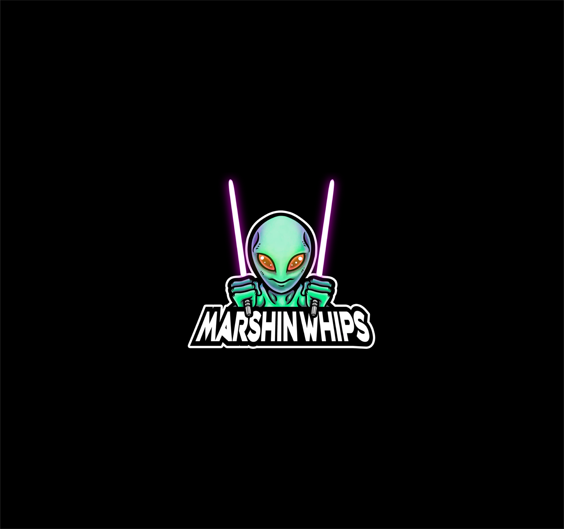 A pixel art of an alien holding two lightsabers.