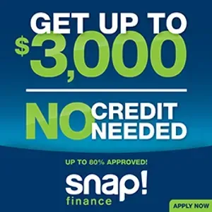 A snap finance ad that says get up to $ 3,000 no credit needed