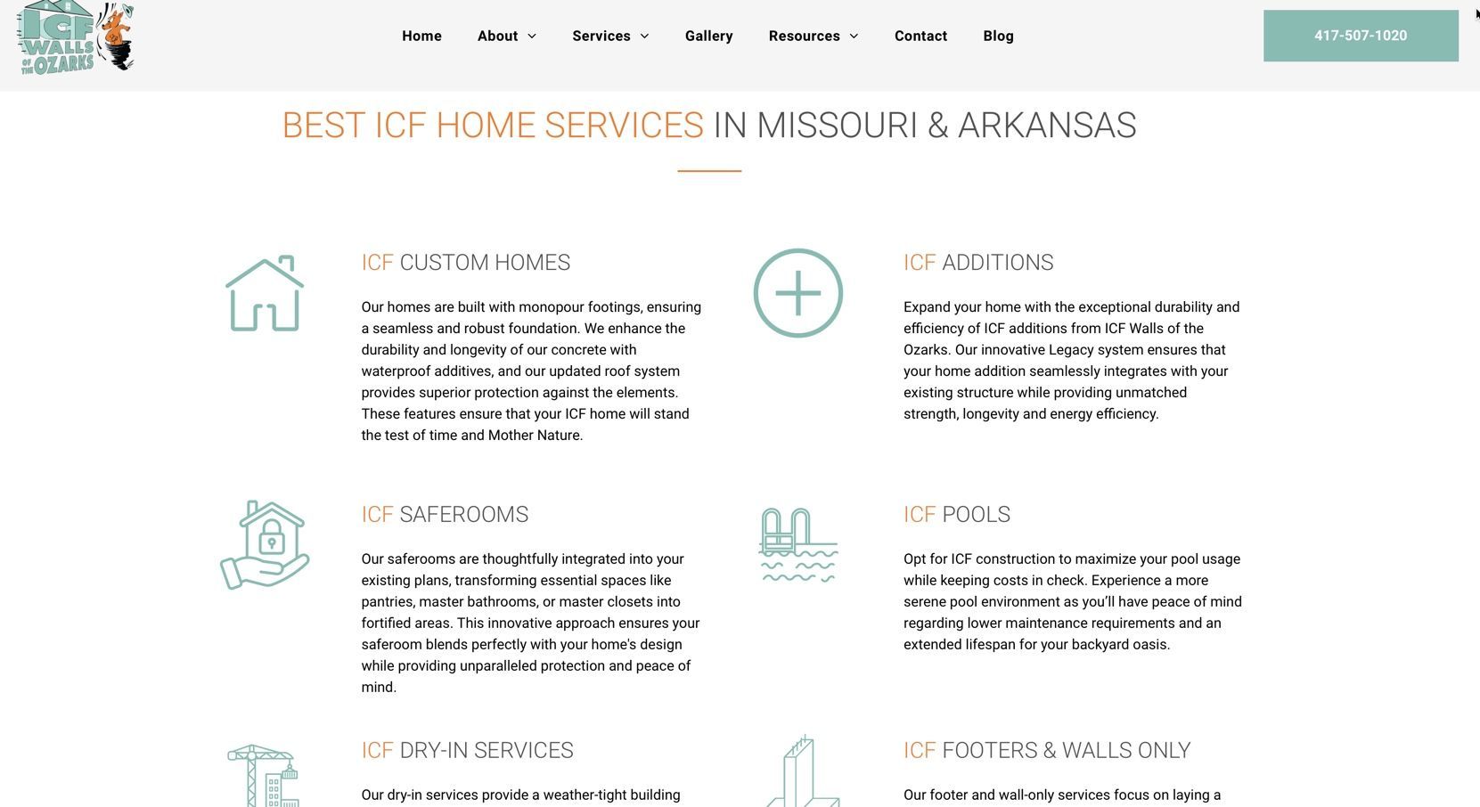 A screenshot of a website showing the best home services in missouri and arkansas.
