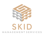SKID Management Services logo with tan and gray geometric cube emblem and text on white background