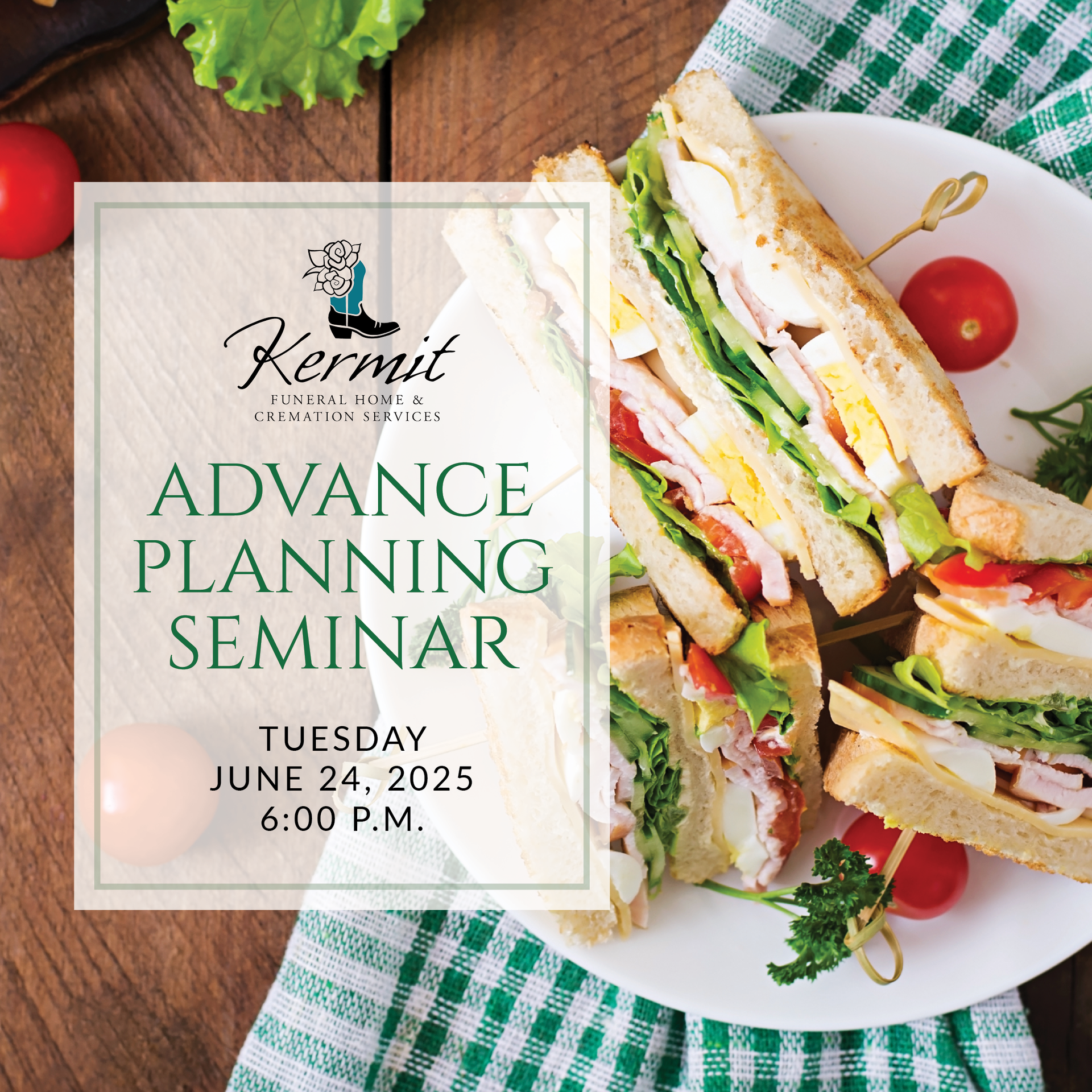 a plate of sandwiches on a table with the words lunch & learn on it