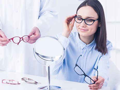 Woman Testing Eyewear — Grand Junction, CO — Dr. Michael E. Klaich OD