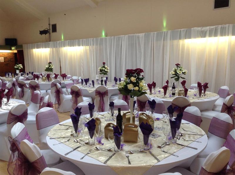 Decorated tables at Longueville Hall event