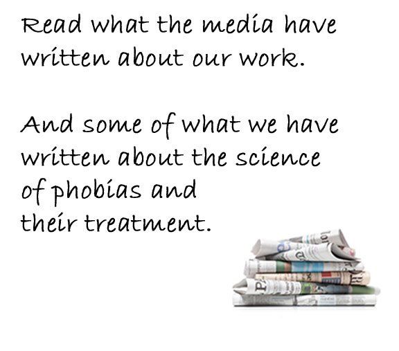 A  quote about media coverage and articles and research about glossophobia and the science and treatment of phobias