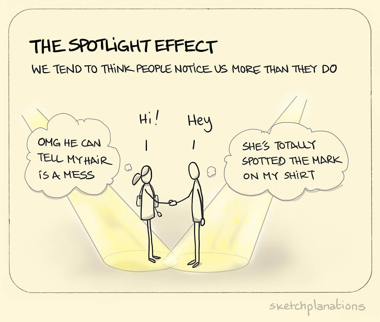 Two people experiencing The Spotlight Effect in a social situation