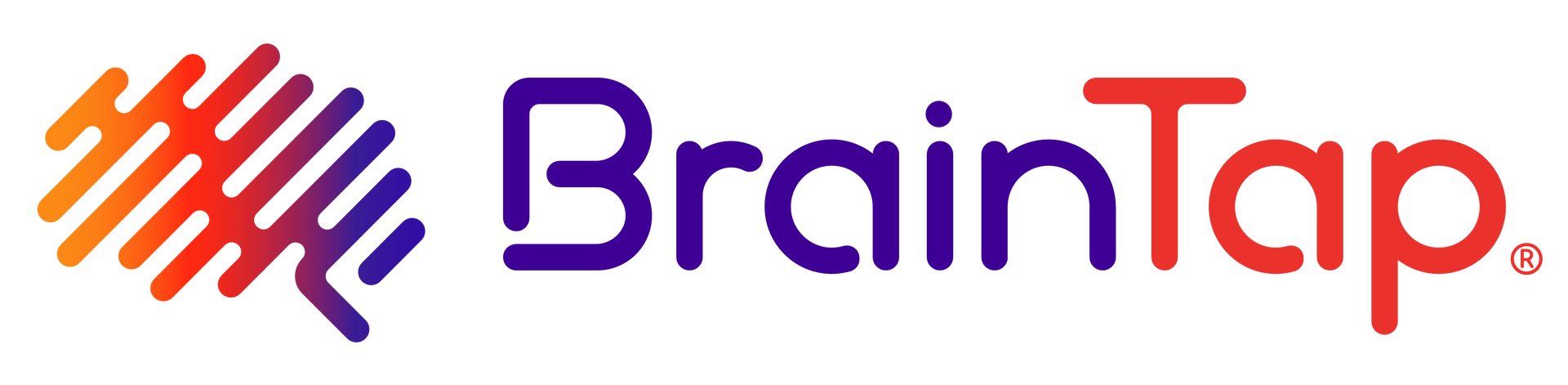 A colorful logo for braintap on a white background