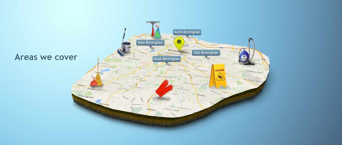 Office Cleaning in Birmingham Area Map