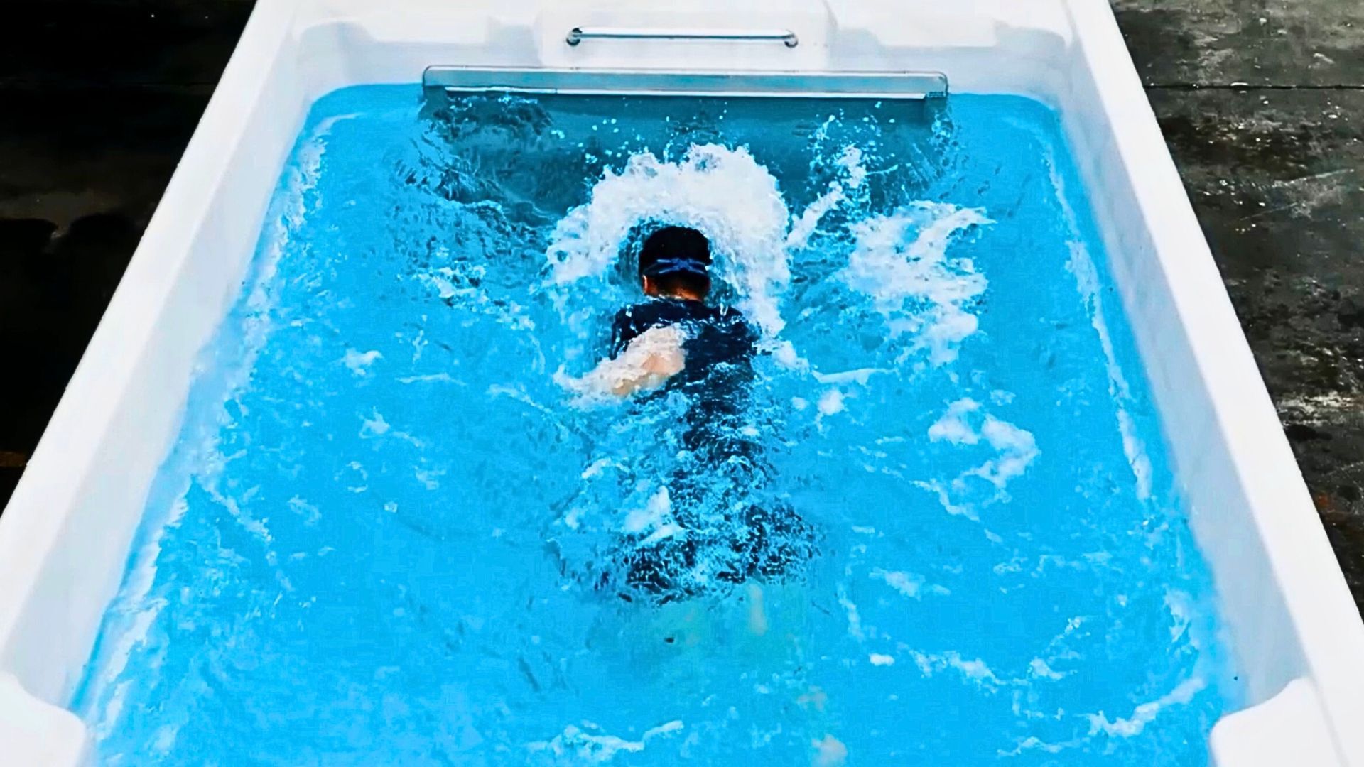 Above-ground swim spa with powerful counter-current system for endless swimming at home in Thailand