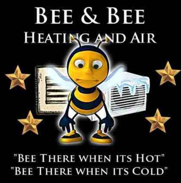 A cartoon bee is standing in front of an air conditioner.