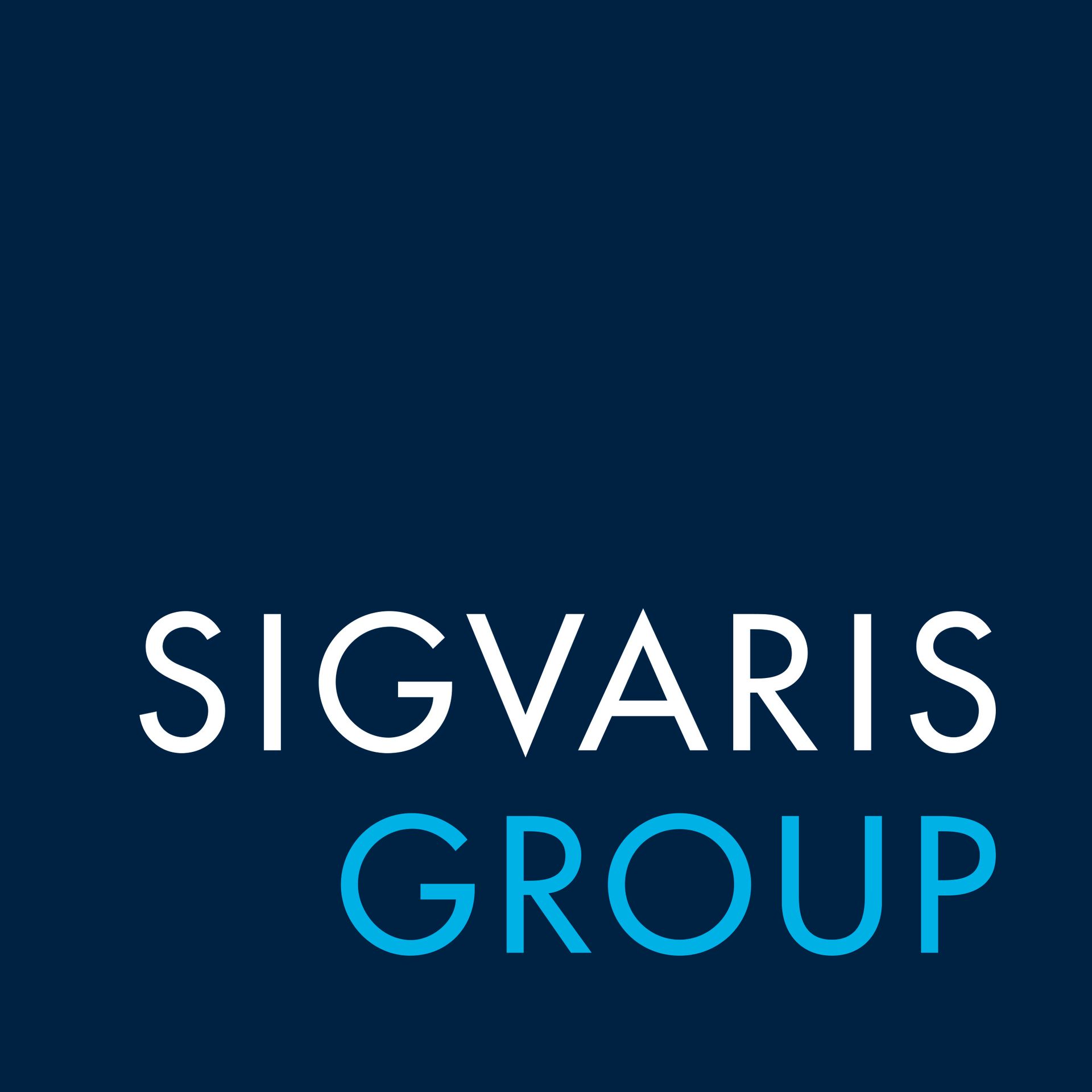 The sigvaris group logo is on a blue background