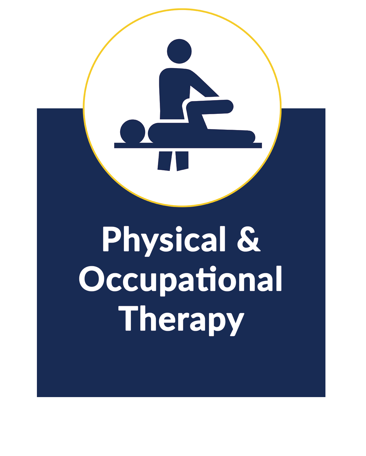 a sign that says physical and occupational therapy with a picture of a person getting a massage .