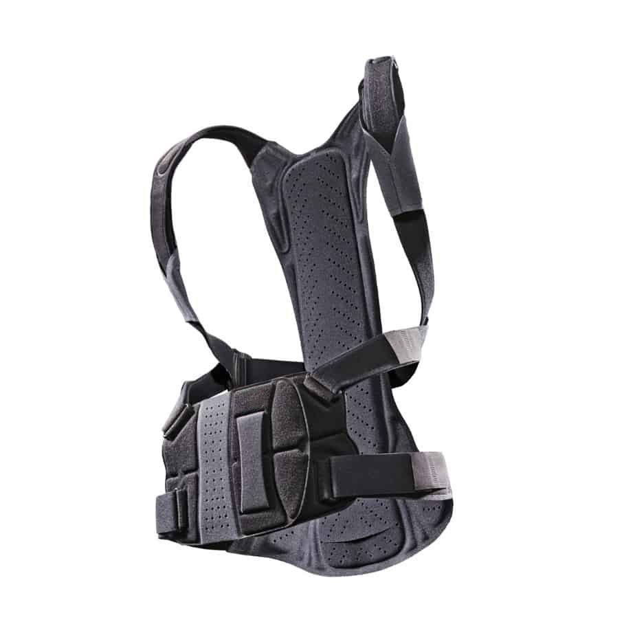 a black back brace on a white background