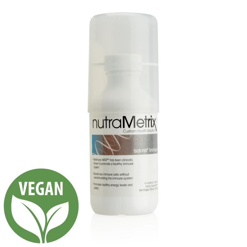 A bottle of nutrametrix is a vegan product