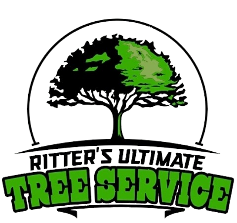 Ritter’s Ultimate Tree Service logo with a green and black tree illustration