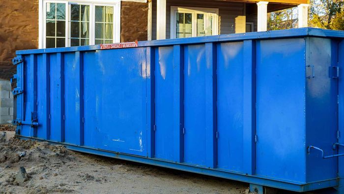 blue dumpster rented