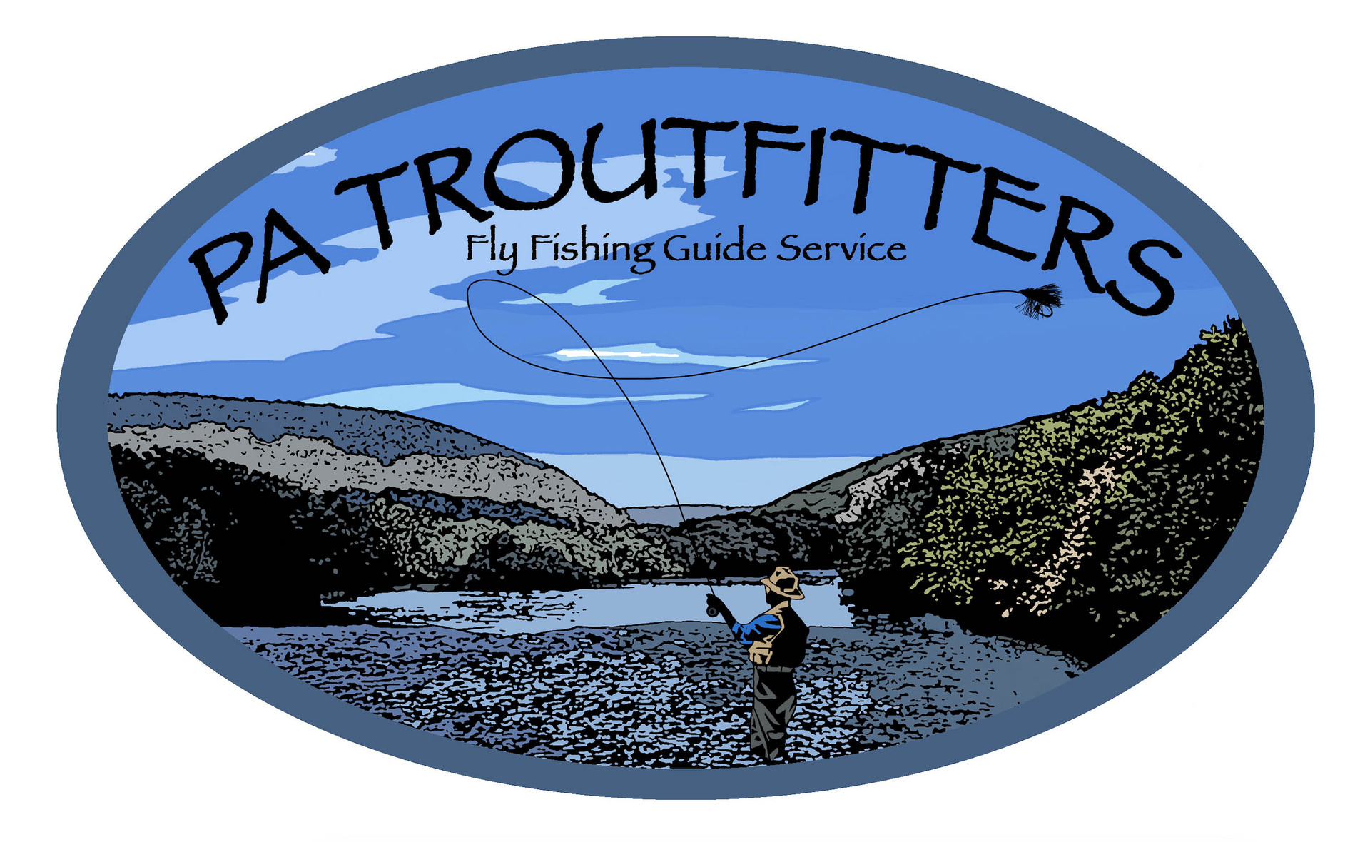 A logo for pa troutfitters fly fishing guide service