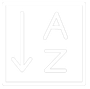 A line drawing of a arrow pointing down and the letters a and z.