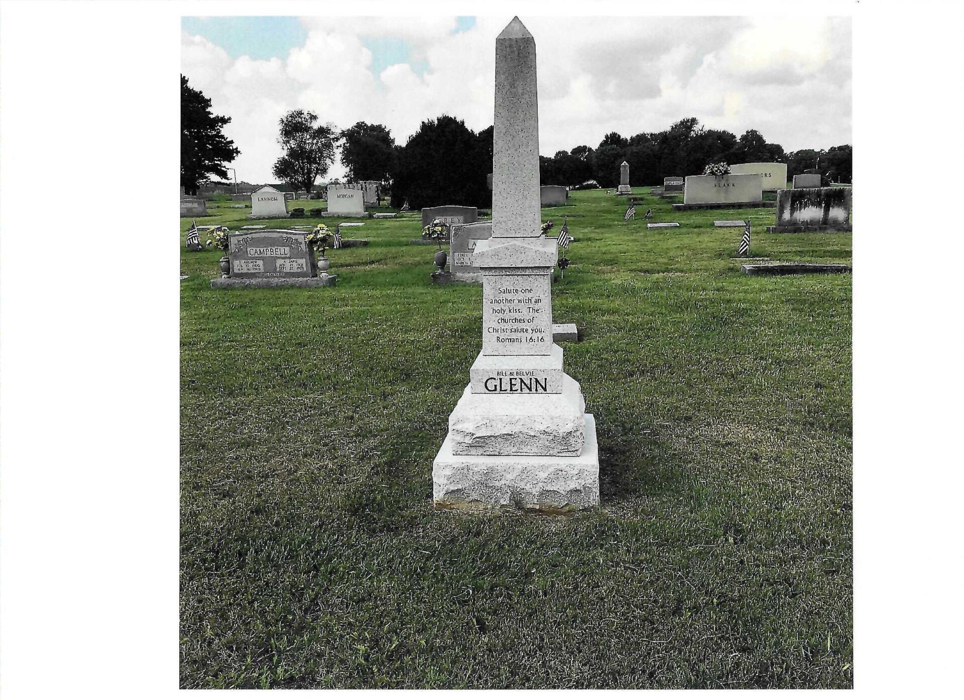Glenn Tall Stone Grave — Clarksville, TN — Clarksville Memorial Company