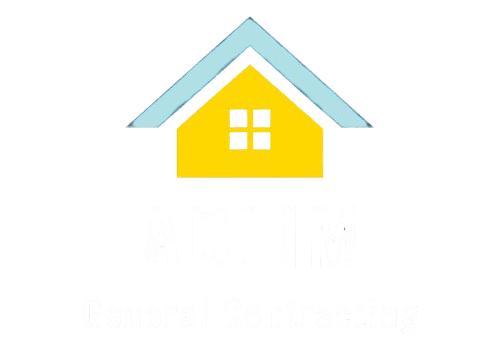 Yellow house with blue roof; housing logo.