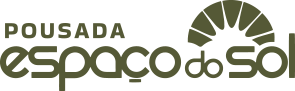 Logo for Pousada Espaço do Sol, featuring text and a sunburst graphic in green.