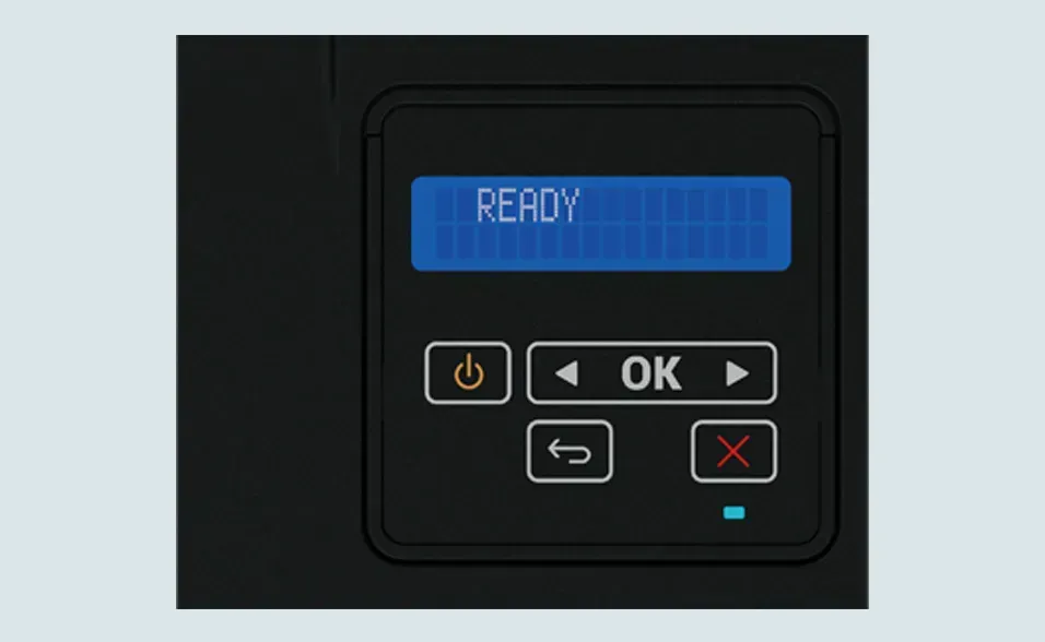 Printer control panel displaying 
