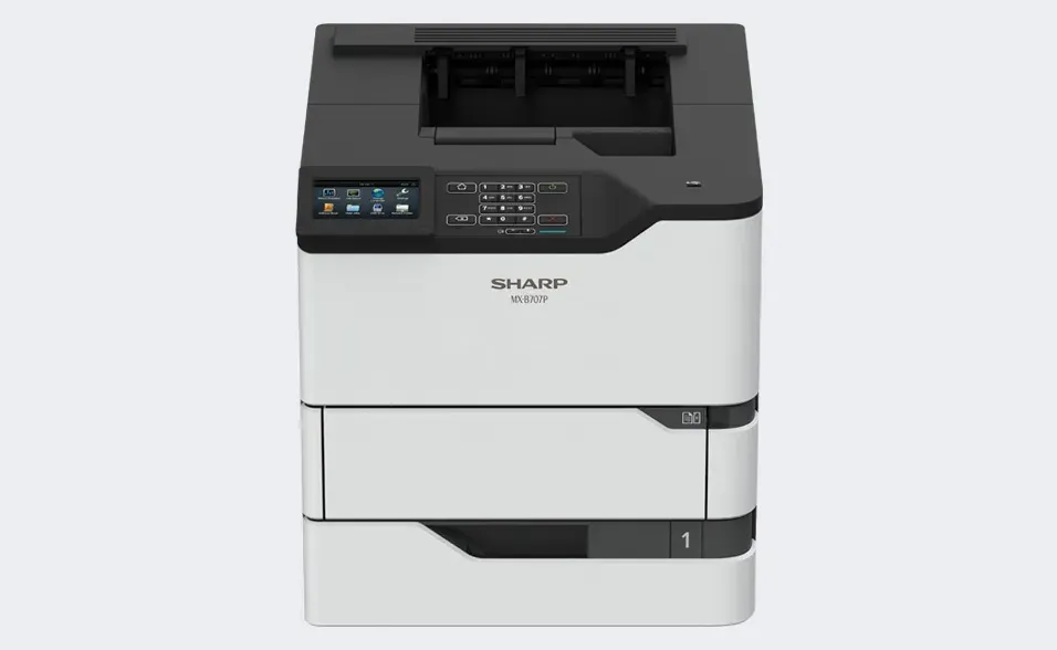 A Sharp MX-B357W monochrome laser printer on a white background.