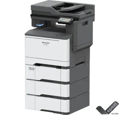 Sharp MX-3070N multi-function printer with paper trays, grey and white.