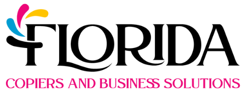 Florida Copiers and Business Solutions logo with colorful swirl and text.